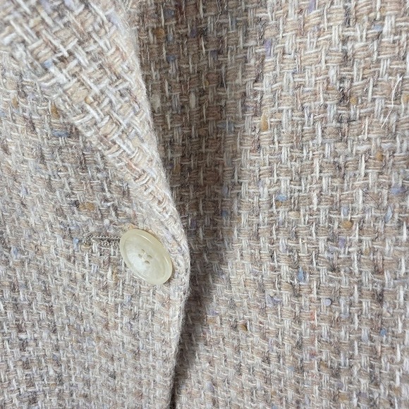 GIRAFFE Women's Size 14 Beige Tweed Wool Blazer Jacket Business Casual - Picture 4 of 8